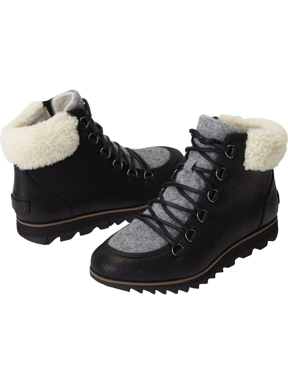 SOREL Harlow Lace Cozy Boots Leather Winter Shearling - Biker, Grunge 9.5 Womens
